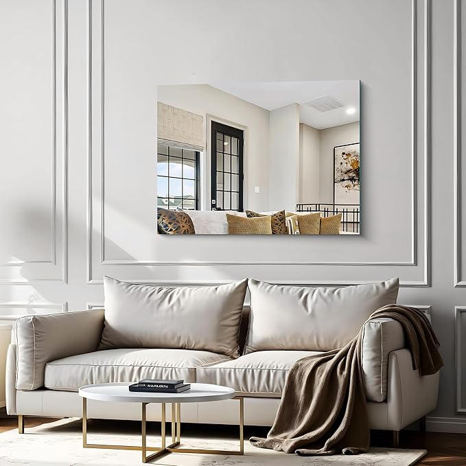 36x48 Inch Frameless Mirror, Frameless Bathroom Mirror for Over Sink, Large Rectangle Mirror for Wall, Upgraded Shatterproof Wall Mount Vanity Mirror for Bedroom, Living Room, Entryway