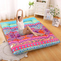 Bohemian Retro Japanese Floor Mattress, Vintage Floral Tatami Floor Mat, Portable Roll up Futon Mattress for Guest,Tavel (D,Twin 80" x 36")