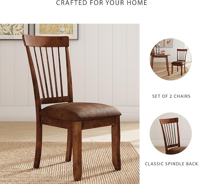 Signature Design by Ashley D199-01 Berringer 18" Rustic Dining Chair with Cushions, 2 Count, Light Brown