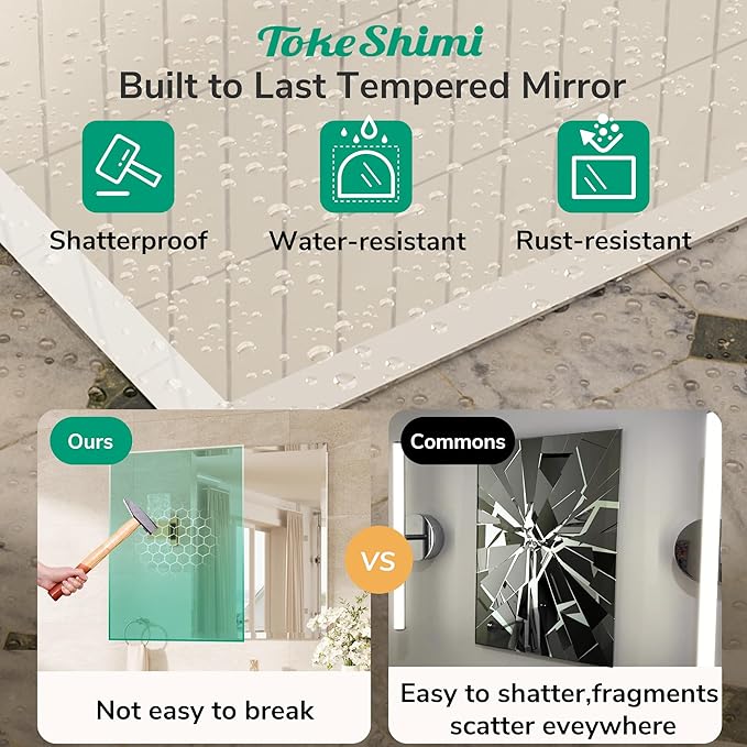 TokeShimi 16x24 Beveled Mirror Bathroom Rectangle, Bathroom Vanity Mirror Frameless with 1" Beveled Edge, Shatterproof Modern Decorative Wall Mirrored for Living Room, Entryway, Restroom