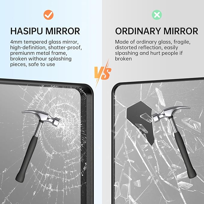 Hasipu 2 PCS Bathroom Mirror for Wall, 36 x 28 Inch Gold Metal Framed Bathroom Mirrors for Over Sink, Rectangle Bathroom Vanity Mirror, Anti-Rust, Tempered Glass, Horizontal or Vertical