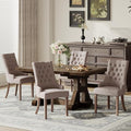 COLAMY Wingback Upholstered Side Dining Room Chairs Set of 4, Fabric Dining Chairs with Tufted Button, Living Room Chairs for Home Kitchen, Taupe