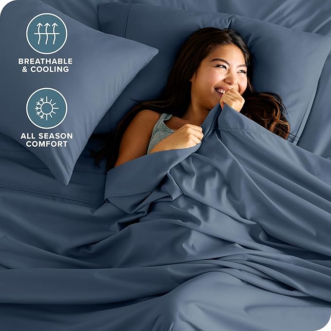 Bare Home Twin Sheet Set - 1800 Ultra-Soft Microfiber Twin Bed Sheets - Double Brushed - Deep Pockets - Easy Fit - Extra Soft - 3 Piece Set - Bedding Sheets & Pillowcases (Twin, Bering Sea)