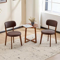 Furniliving Wooden Dining Chairs Set of 2, Mid-Century Modern Leather Upholstered Kitchen Chair with Solid Oak Wood, Farmhouse Dining Room Chairs, Brown