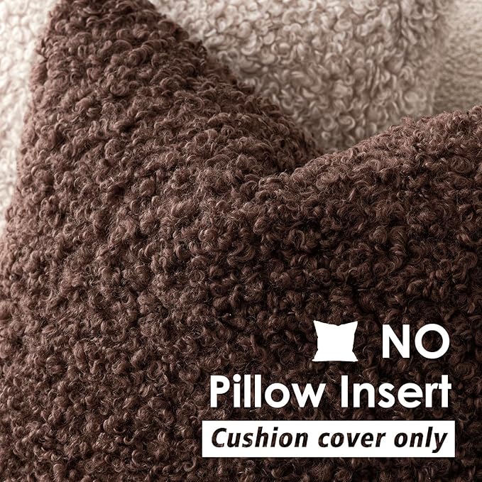 Foindtower 2 Pieces 22x22 Inch Red Brown, Faux Fur Throw Pillow Cover Accent Sherpa Furry Pillow Covers Fuzzy Soft Pillowcases Cozy Sheepskin Decorative Fleece Cushion Case for Bed Couch Living Room
