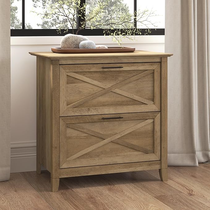 Bush Furniture Key West Lateral File Cabinet, Modern Farmhouse 2 Drawer File Cabinet for Home Office