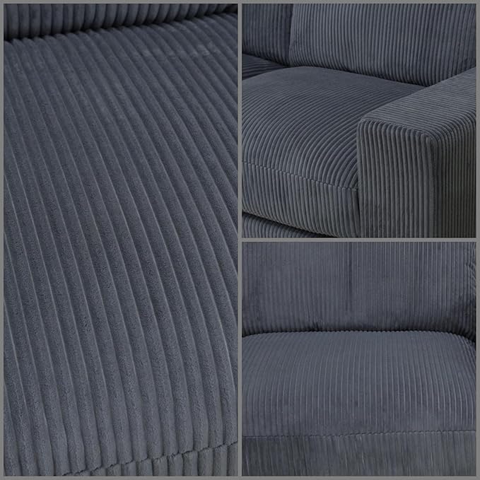 L Shaped Sectional Couches for Living Room, Stylish Sectional Loveseat Sofa with Ottoman & Deep Seats, Living Room Furniture Home Sofa for Adults, Light Gray