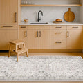 Light Gray Washable 2'6"x8' Wide Hallway Runners, Kitchen Runner Rug, Non-Slip & Stain Resistant Long Floor Rug, Neutral Boho Floral Décor