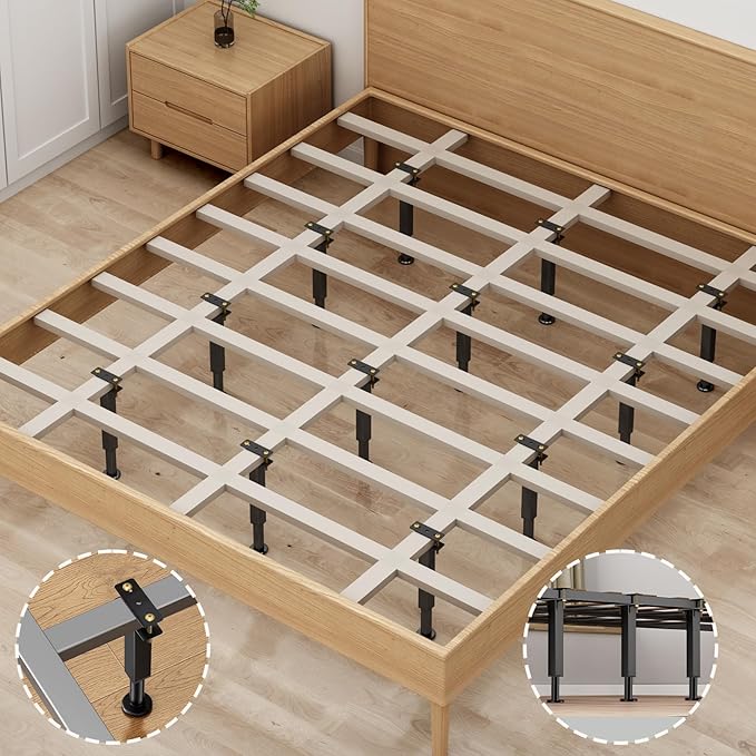 2PCS Adjustable Height Bed Support Legs, 10.2-16.5In, Metal Heavy Furniture Legs with Rubber Non-Slip for Sofa/Cabinet/Couch/Dresser/Table, Furniture Feet Replacement for King Queen Bed Frame Slat