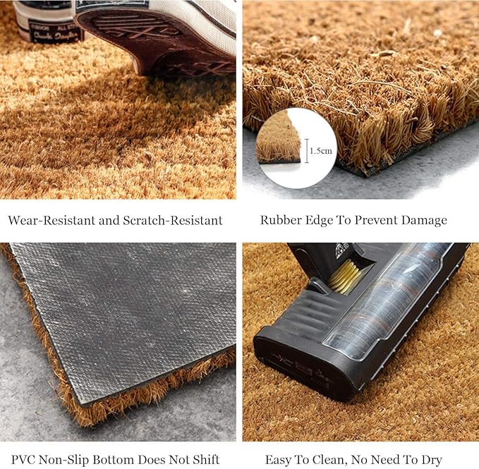 Funny Coir Doormat Keys Phone Wallet Glasses Front Door Mat Entryway Outdoor Mat with Heavy Duty Front Porch Decor Welcome Mats House Warming Gift Doormat Entry Natural Coir Mat 23.7 x 15.7 inch