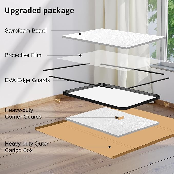 FORBATH 36x40 Inch Bathroom Mirror, Brushed Black Deep Frame Wall Mirror with Rounded Corners, Anti-Rust Tempered Glass for Modern Farmhouse Vanity (Horizontal/Vertical)