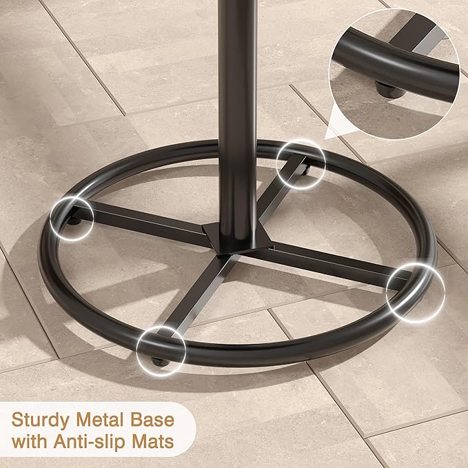 VECELO 36” High Top Bar Table, Sturdy Frame with Metal Base for Cocktail, Pub, Easy Assembly, Brown