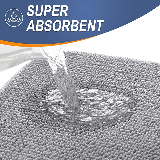 OLANLY Thick Memory Foam Bath Mat Rug 70x24, Extra Soft Absorbent Bathroom Rug, Quick Dry Bath Mats, Non-Slip, Machine Washable Carpet for Bathroom, Tub and Shower, Home Decor Accessories, Grey