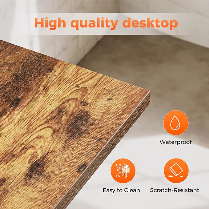 Rolling Computer Desk with Wheels, Gaming Desk for Small Spaces, Modern Simple Style Table for Home Office, Study Writing Table (Caster, Rustic Brown, 32 inch)