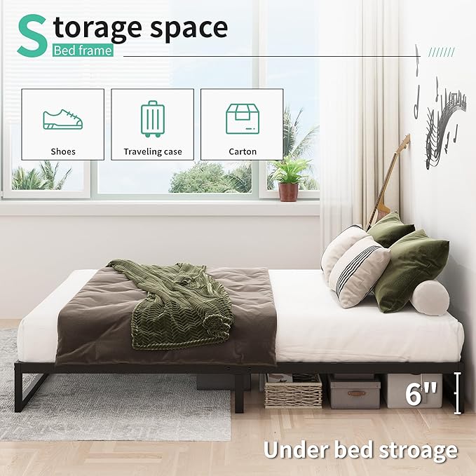 8 Inch Twin Bed Frames Heavy Duty Metal Twin Platform Bed Frame No Box Spring Needed, Noise Free, Easy Assembly, Black