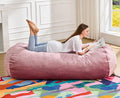 Hobestluk 5FT Bean Bag Chair Large Beanbag Lounger with Removable Cover Adult Bean Bag Chair with Portable Handle Desgin for Living Room Bedroom (Pink, 5FT)