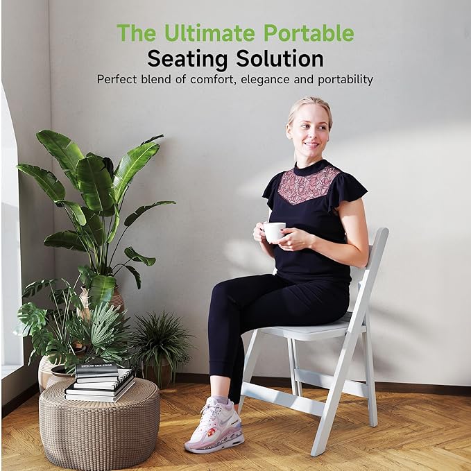 Real Relax White Resin Folding Chairs with Cushion - Comfortable Foldable Plastic Chair - Stackable Chairs with Padded Seats - Indoor/Outdoor Chairs for Events, 600lbs Capacity(60 Pack)