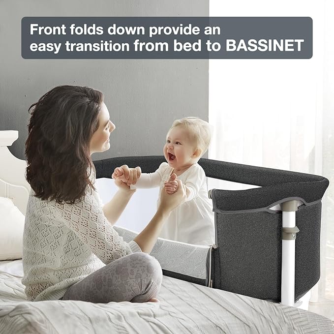RONBEI Baby Bassinet Bedside Sleeper, Easy to Assemble Bassinets for Baby/Infants, Height Adjustable Bedside Bassinet for Newborn Baby