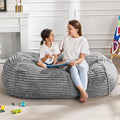 Hobestluk 4FT Bean Bag Chairs Adult Bean Bag with Portable Handle Comfy Large Bean Bag Chair with Removable Cover for Living Room Bedroom or Reading Nook (Stripe Grey, 4FT)