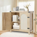 IDEALHOUSE Rattan Buffet Cabinet with Storage, Sideboard with Synthetic Rattan-Accent Doors, Adjustable Shelves, Storage Cabinet for Living Room Dining Room Hallway, Natural