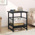 18" Square End Table, Modern Nightstand Side Table, Nightstand with Open Storage Shelf for Living Room, Heavy Duty Stand of Mini Beverage for Dorm, Kitchen Room, Black