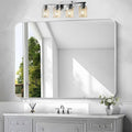 Silver Bathroom Mirror,36x48 inch Wall Mirror for Bathroom Wall Mounted,Rectangle Mirror for Bathroom Over Sink,Modern Frame Round Corner for Living Room,Bedroom Entryway,Horizontal/Vertical