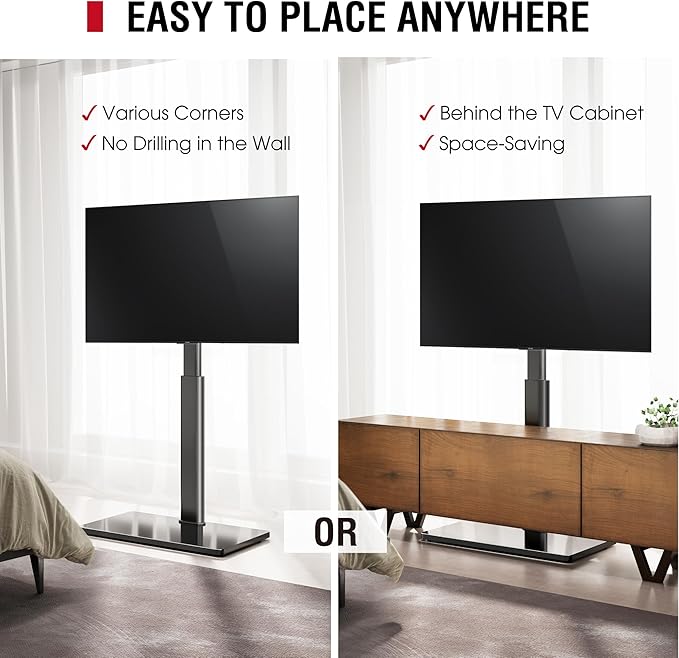 Swivel TV Floor Stand for 32-65 Inches TVs, 8 Level Height Adjustable Corner Small TV Stand Mount for Living Room/Bedroom, Holds up to 88 lbs,MAX VESA 400x400mm,Black