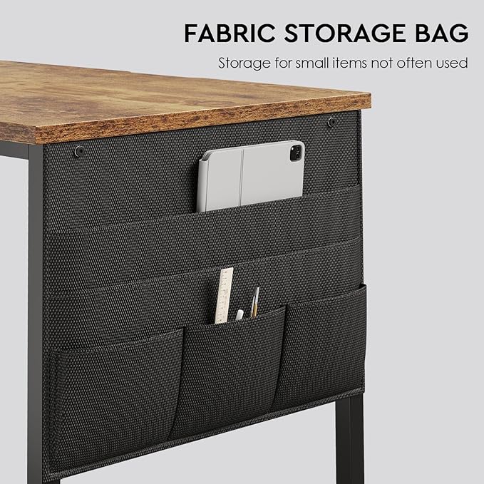 Ｍａｉｈａｉｌ Maihail Computer Desk with Drawers, 47 Inch Desk with 2 Drawers and Shelves, Office Table with Storage, Home Office desks, Metal Frame for PC Laptop, Rustic Brown