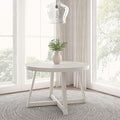 Plank+Beam Round Dining Table, 47 Inch Solid Wood Kitchen Table, Farmhouse Round Table for 4, Small Dinette Table, White Sand Wirebrush