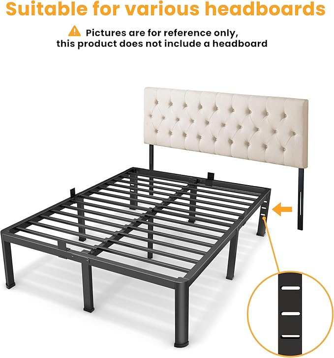 18 Inch California King Size Metal Platform Bed Frame with Round Corners, Storage Space Under High Bed Frame-Heavy Duty Steel Slats Support, Noise Free - Easy Assembly - No Box Spring Needed