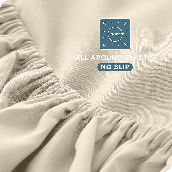 Bare Home Split California King Sheet Set - 1800 Ultra-Soft Microfiber Split California King Bed Sheets - Double Brushed - Deep Pockets - Easy Fit - 5 Piece Set - Bed Sheets (Split Cal King, Sand)