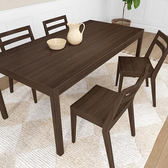 Grain & Grove Davie Dining Room Chairs Set of 2, Solid Wood Modern Kitchen Chair for Living Room, Kitchen, Walnut