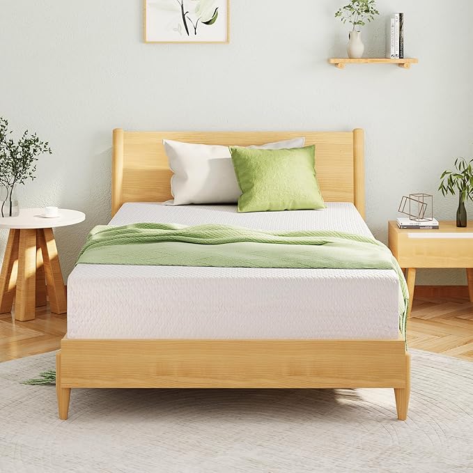 10 Inch Queen Mattress, Memory Foam Mattress in a Box with Cooling Green Tea Gel, Relieve Pressure with Medium Support, CertiPUR-US Certified, 80''L x 60''W, White