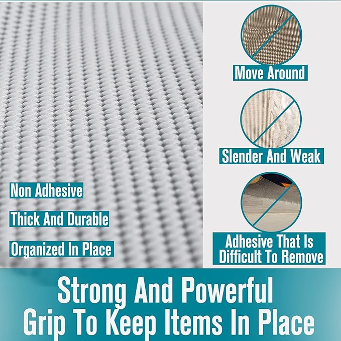 Rubberized Shelf Liner, Non-Adhesive Roll Drawer Liners 12 Inches x 20 Feet for Drawers, Non Slip Grip Durable Strong Clean, for Cabinets, Kitchen, Storage, Desks, Kitchenware, Tableware, Red