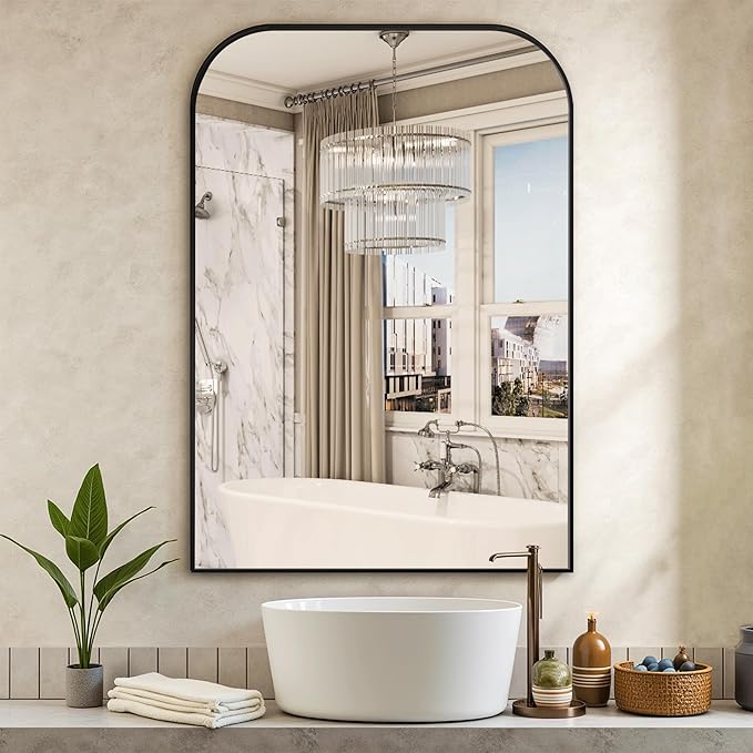 Bathroom Vanity Mirror,40" x 28" Black Metal Framed Wall Mirror for Over Sink, Living Room, Bedroom,Entryway Decor