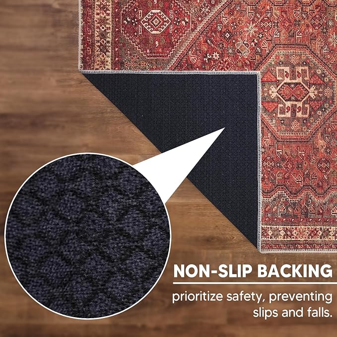 Keen Home Design 2x12 Rug - Machine Washable Runner Rug with Non-Slip Backing, Ideal for Hallway, Entryway, Kitchen, Laundry Room - Vintage, Easy Clean, Durable, Low Pile - (2'6" x 12')