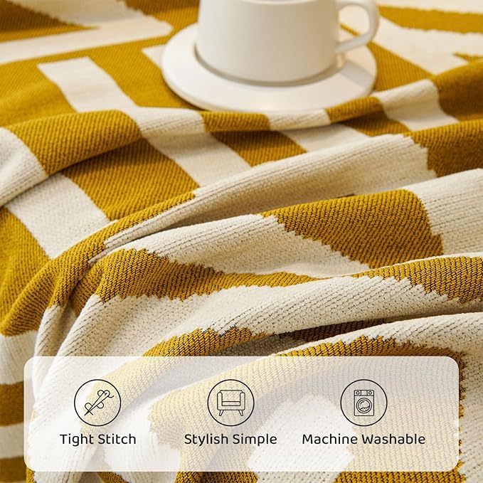 STACYPIK Boho Mustard Yellow Couch Cover Sofa Cover for Dogs Reversible Furniture Protector for 2 Cushion Couch Washable Sectional Sofa Covers Loveseat Cover Non Slip Pet Protector Cover-71X90IN