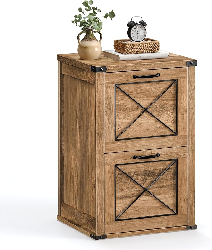 VASAGLE File Cabinet, Filing Cabinet with 2 File Drawers, Printer Stand, Fit A4, Letter Size, Hanging File Folders, Modern Farmhouse Style, for Home Office, Honey Brown UOFC048T41