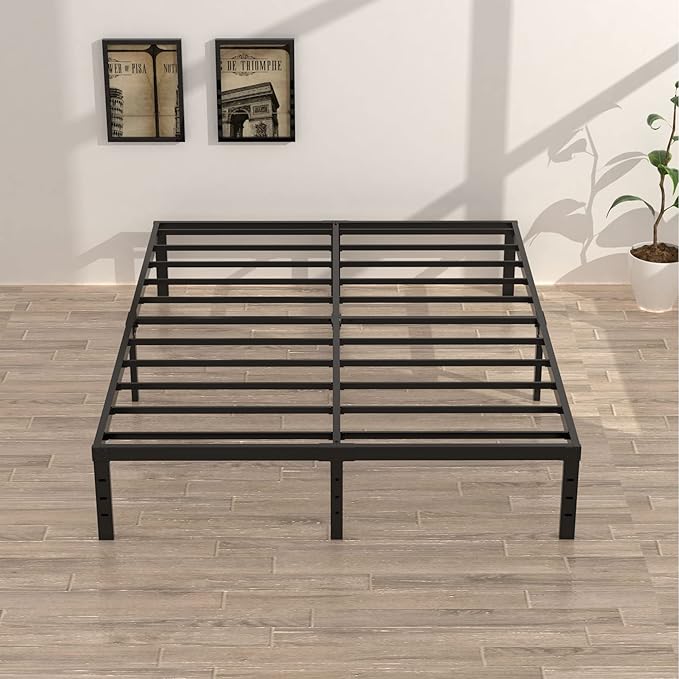 16 Inch California King Bed Frames No Box Spring Need, Platform Cal King Bed Frame with 14 Inch Storage, 3500 lbs Heavy Duty Metal Slats Support, Easy Assembly Mattress Foundation