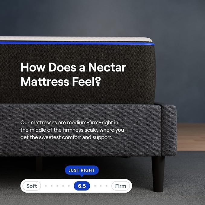 Nectar Full 12” Mattress with Bed Frame - Grey - Medium Firm Gel Memory Foam - Cooling Comfort Technology - 365-Night Trial - Forever Warranty - Easy Assembly - 8 Inch Legs - Holds Up to 700 Pounds