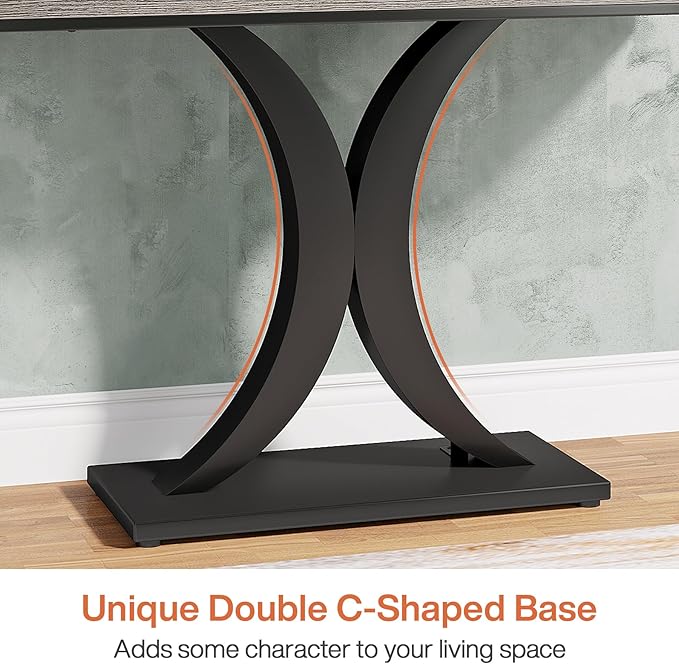 LITTLE TREE Industrial Entryway Console Table, Compact Foyer Hallway Accent Table for Small Space