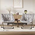 Comfy Chair for Adults, Foldable Living Room Chairs, Soft Faux Fur Folding Lounge for Bedroom Living Room Dorm Rooms, Flexible Reading Chair for Teens (2, Gray, X-Large)