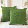 CaliTime Throw Pillow Covers Decorative 26 X 26 Inches Pack of 2 Cozy Chenille Cushion Cases for Couch Sofa Bed Living Room Home Forest Green