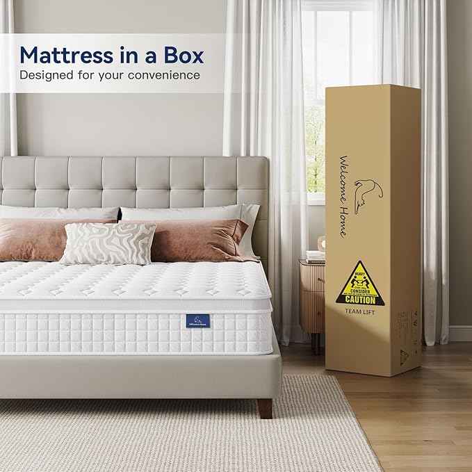 Vesgantti 12 Inch Multilayer Hybrid Twin XL Mattress - Multiple Sizes & Styles Available, Ergonomic Design with Memory Foam and Pocket Spring, Medium Firm Feel, White