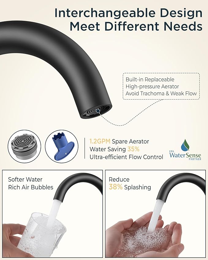 FORIOUS 4 Inch Centerset Bathroom Sink Faucet Black and Brushed Nickel, 2 Handle RV Bathroom Sink Faucet Matte Black 4" with Pop Up Dain, 24 in Hot and Cold Water Hoses, and 360 Degree Swivel Spout