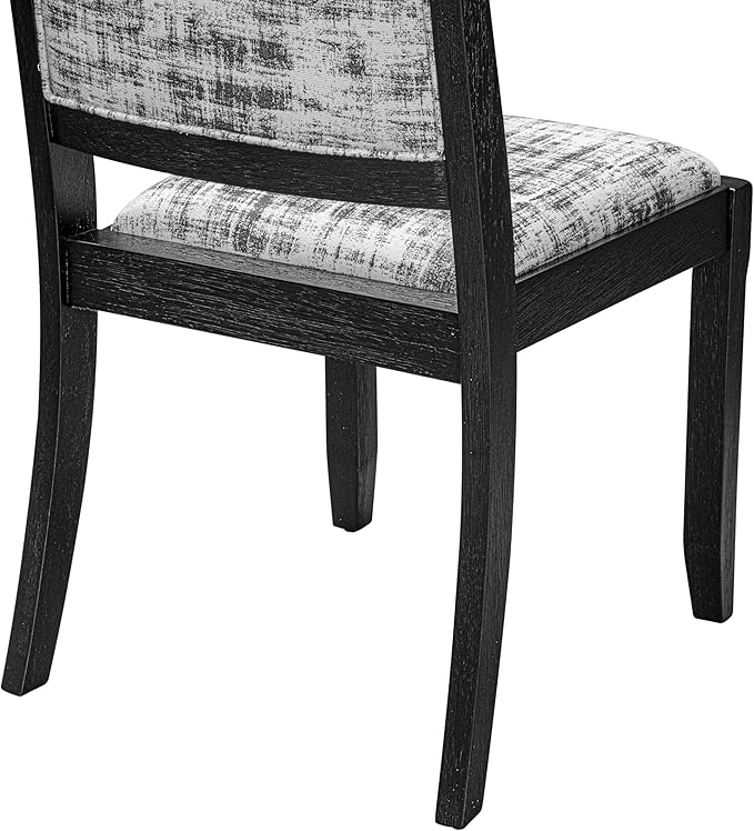 X02X2-2C6-30 4-pc Dining Room Table Set a Rectangular Kitchen Table and a wooden Bench and 2 Wire Brushed Black Polyester Stackable Chair, 39x120 Inch, Wire Brushed Black