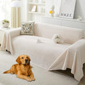 HAOMAIJIA Faux Fur Sofa Covers Couch Covers for 3 Cushion Couch Sofa Pet Friendly Soft Non Slip Couch Cover for Dogs Washable Sectional Couch Covers L Shape Furniture Protector (Off White, 71"x150")