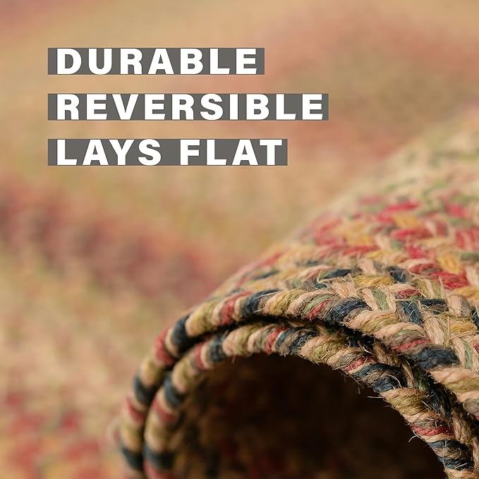 Kingston Oval Braided Rugs 20x30 – A Jute Braided Multi Colored Rug to Use in Kitchen, Entryway, and Bathroom