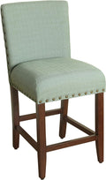 Homepop Home Decor | Backless Nailhead Trim Counter Height Bar Stools | 24 Inch Bar Stools | Decorative Home Furniture (Seafoam)