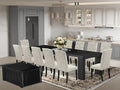 X12EL-0C6-35 - 14-piece Dining Room Table Set a Rectangular Dining Table with a coffee Table and 12 Doeskin Linen Fabric Kitchen Chair, 39x120 Inch, Wire Brushed Black